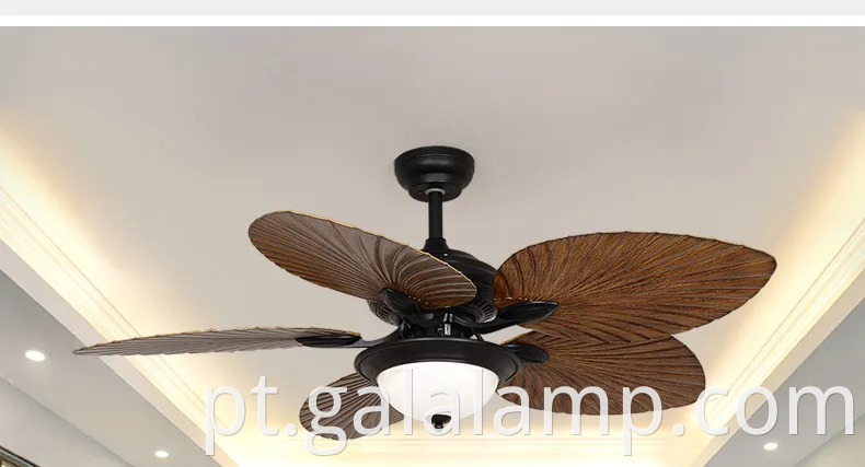 Lâmpada de ventilador de teto de controle remoto retrô para sala de jantar